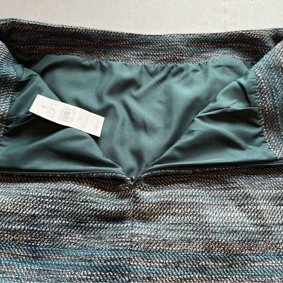 Ann Taylor Loft Mini Skirt Teal Tweed Size 00 Lined, Back zipper - Picture 6 of 9